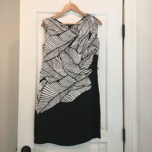 Loft Black and White Leaf Print Mini Dress